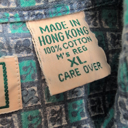 Chemise L.L. BEAN Homme XL Verte à Motifs Géométriques Manches Courtes Poche