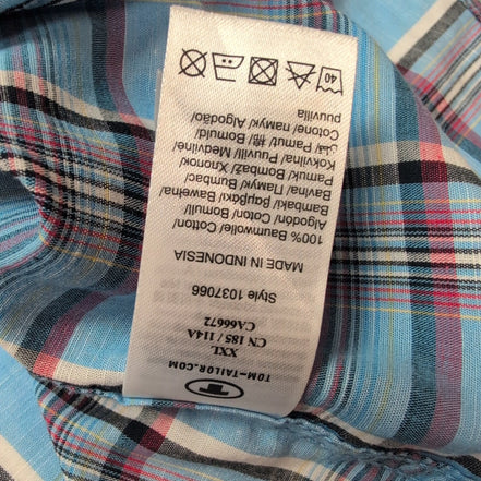 Chemise Tom Taylor carreaux bleu rouge poche manches courtes XXL