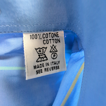 Chemise FLAG Taille M/L Made in Italy Bleu Rayures Coton Neuve Sans Étiquette
