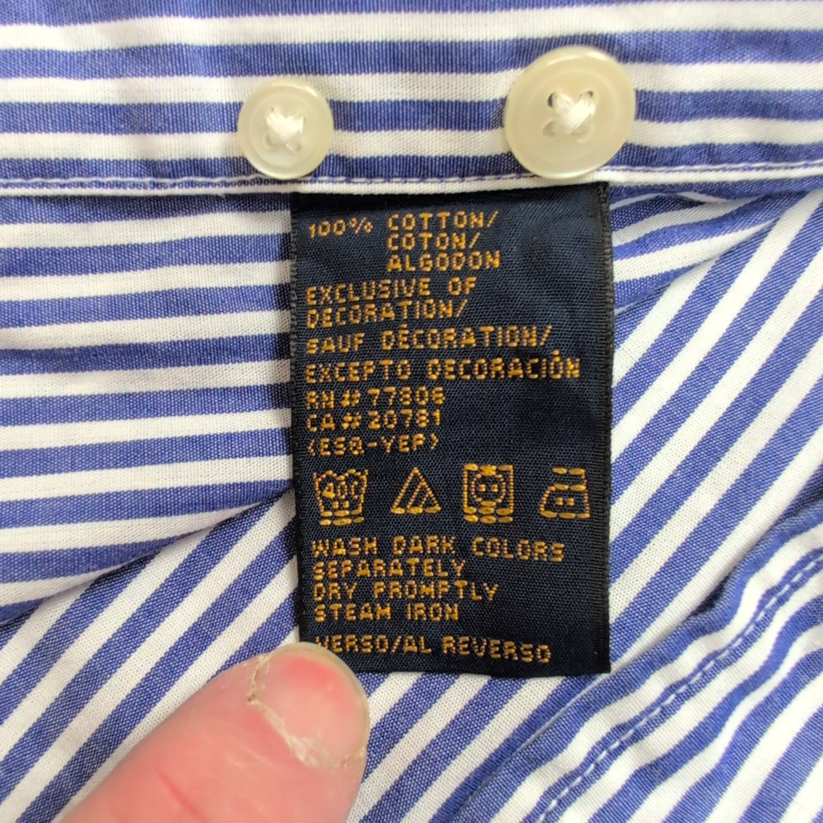 Chemise Tommy Hilfiger Golf Taille L Bleu et Blanc à Rayures Vintage