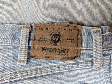 Jean Wrangler Relaxed Fit Bleu Clair W34 L32 Toile Épaisse Vintage Homme