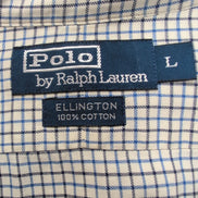 Chemise Polo Ralph Lauren Ellington L Blanche Carreaux Bleu Noir Coton