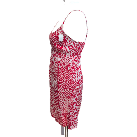 Robe d'Été Rouge Blanc Motif Géométrique Taille XS Viscose