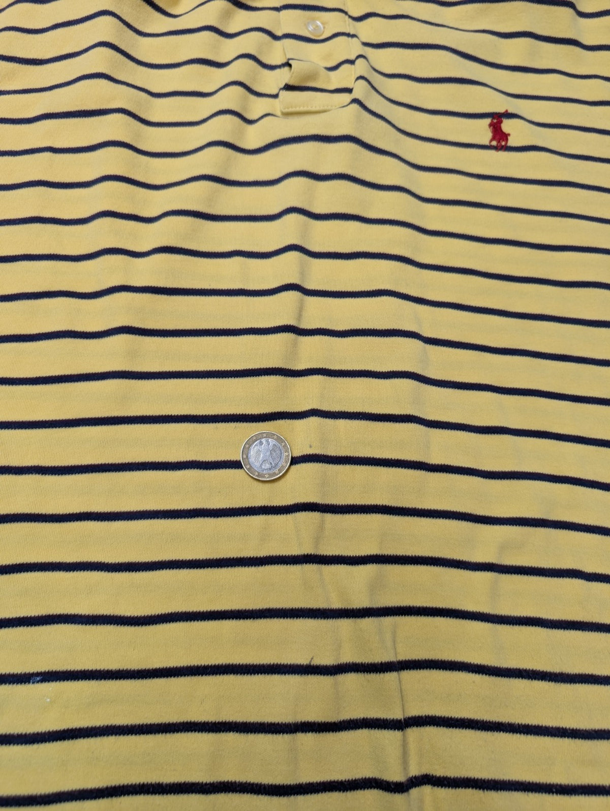 Polo manches courtes Polo Ralph Lauren M jaune rayures marine logo rouge coton