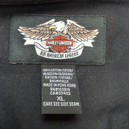 Chemise Harley Davidson XL Noire Coton Poches Boutonnées Logo Brodé