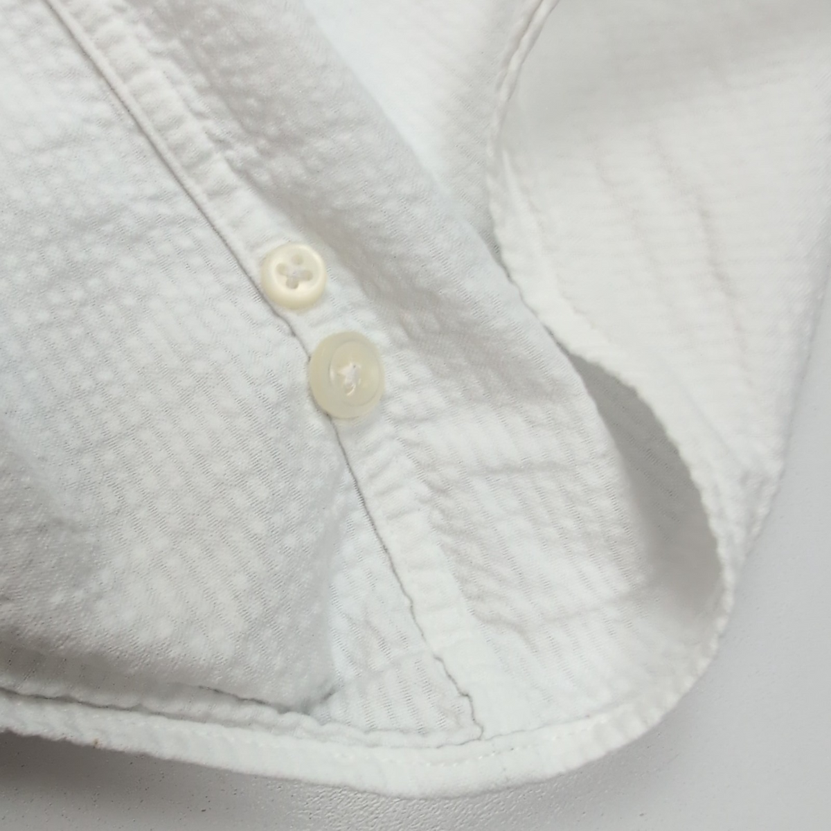 Chemise Ralph Lauren 3XLT 4XL Blanche Rayures Gaufrées Manches Courtes