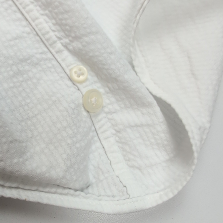 Chemise Ralph Lauren 3XLT 4XL Blanche Rayures Gaufrées Manches Courtes