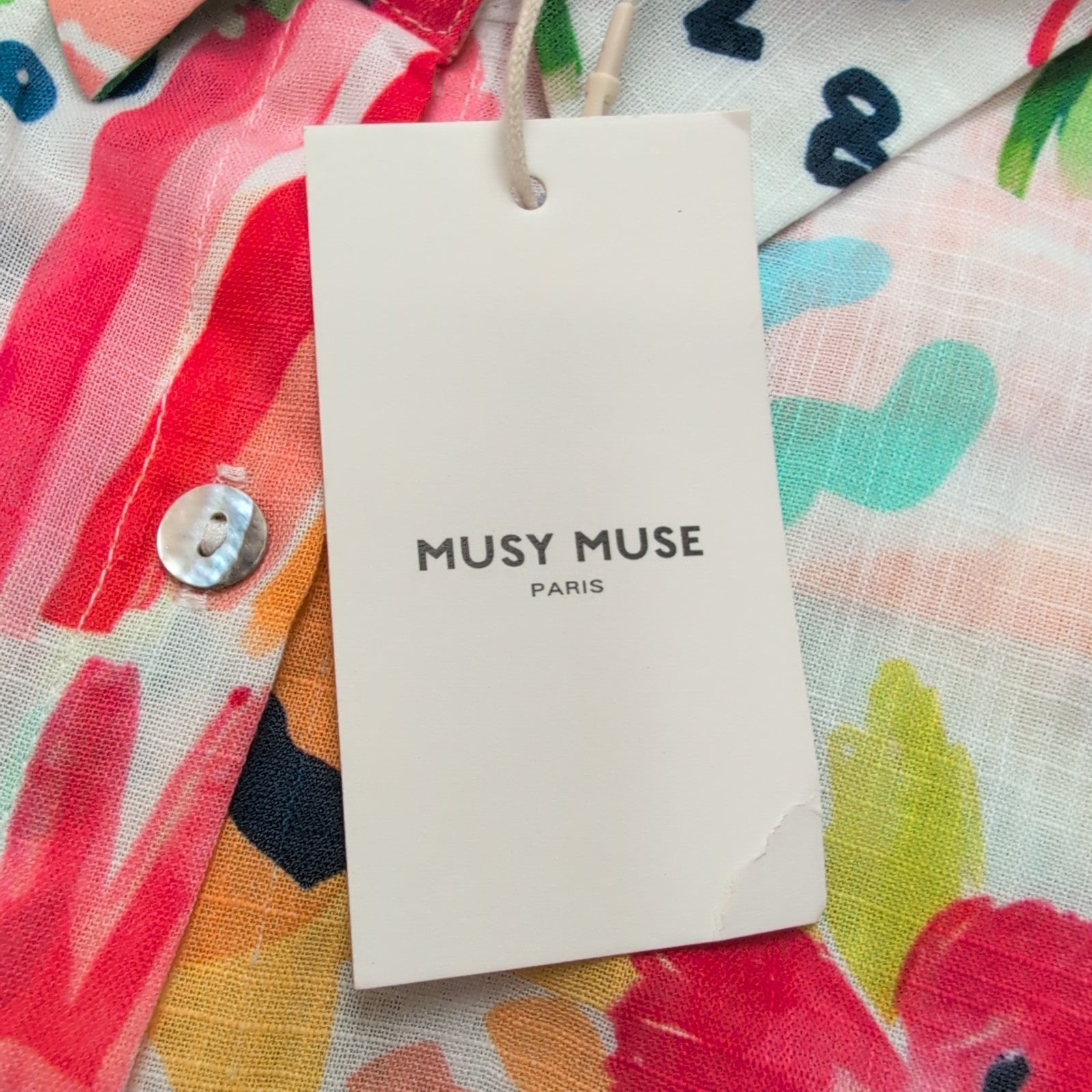 Chemise Hawaïenne Femme Musy Muse Paris S Neuve Étiquette Coton Lin