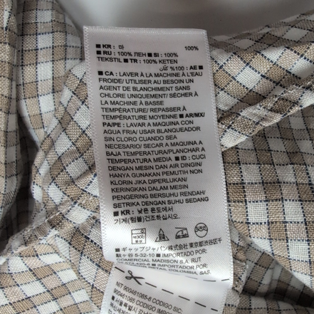 Chemise Banana Republic S Marron Blanc Carreaux 100% Lin Standard Fit