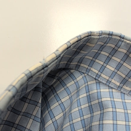 Chemise Lacoste bleue à carreaux minimaliste boutons gravés crocodile S