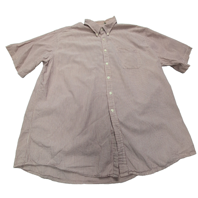 Chemise L.L. Bean à rayures rouges manches courtes taille XL #115e