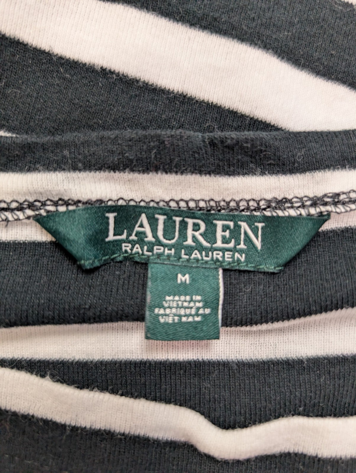Marinière LAUREN Ralph Lauren M rayures noir blanc manches 3/4 zip doré
