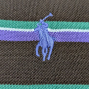 Polo manches courtes Polo Ralph Lauren L marron rayures vert mauve logo bleu