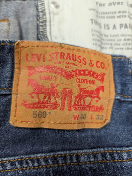 Jean Levi's 569 Loose Straight Homme W40 L32 Bleu Foncé Vintage Original Denim