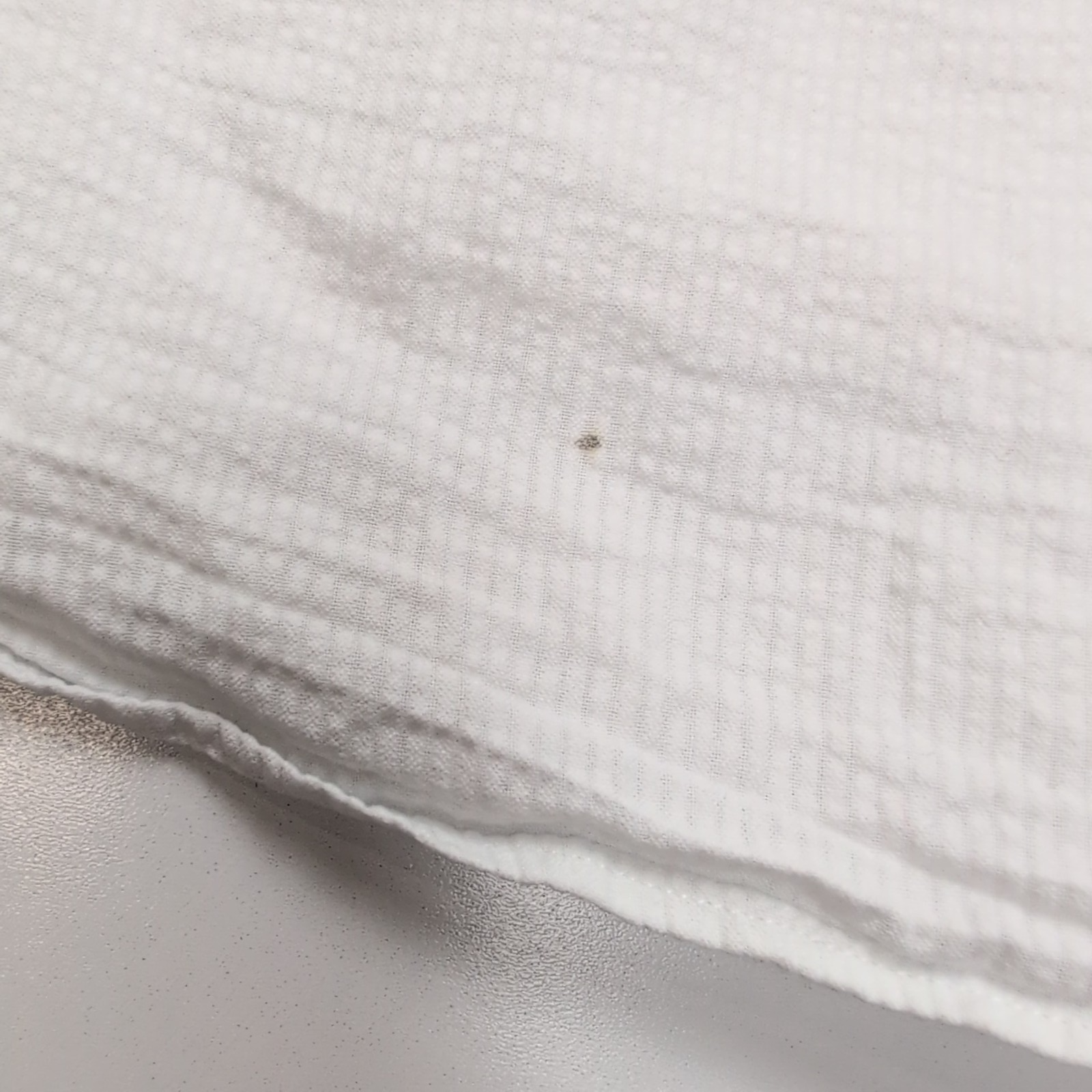 Chemise Ralph Lauren 3XLT 4XL Blanche Rayures Gaufrées Manches Courtes