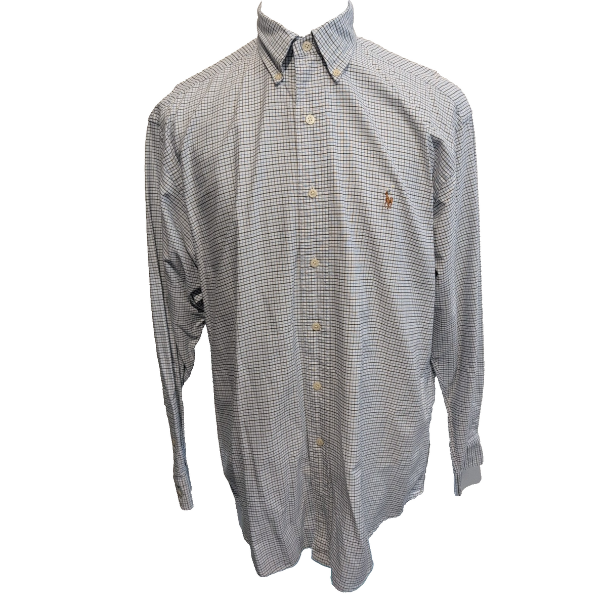 Chemise Ralph Lauren M Carreaux Bleu Blanc Oxford Button Down Shirt Vintage