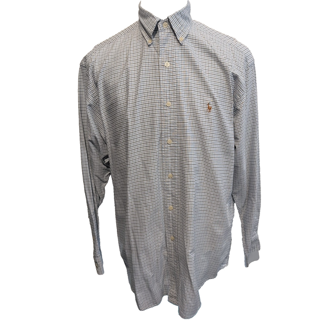 Chemise Ralph Lauren M Carreaux Bleu Blanc Oxford Button Down Shirt Vintage