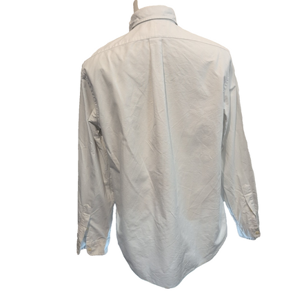 Chemise Ralph Lauren L Oxford Blanc Logo Marron Coton Manches longues