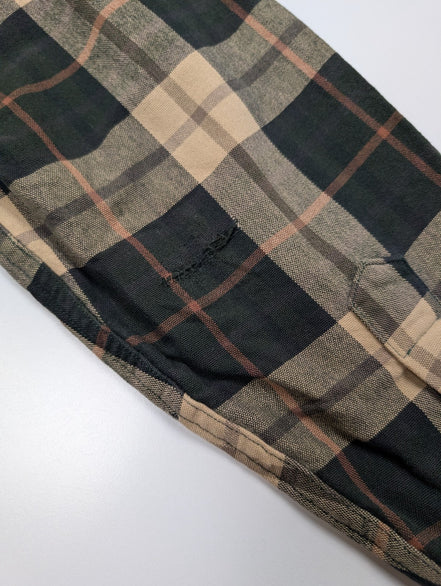 L.L. Bean Chamois Flanelle Coudes Réparés Vert Marron L USURE VINTAGE | 325S