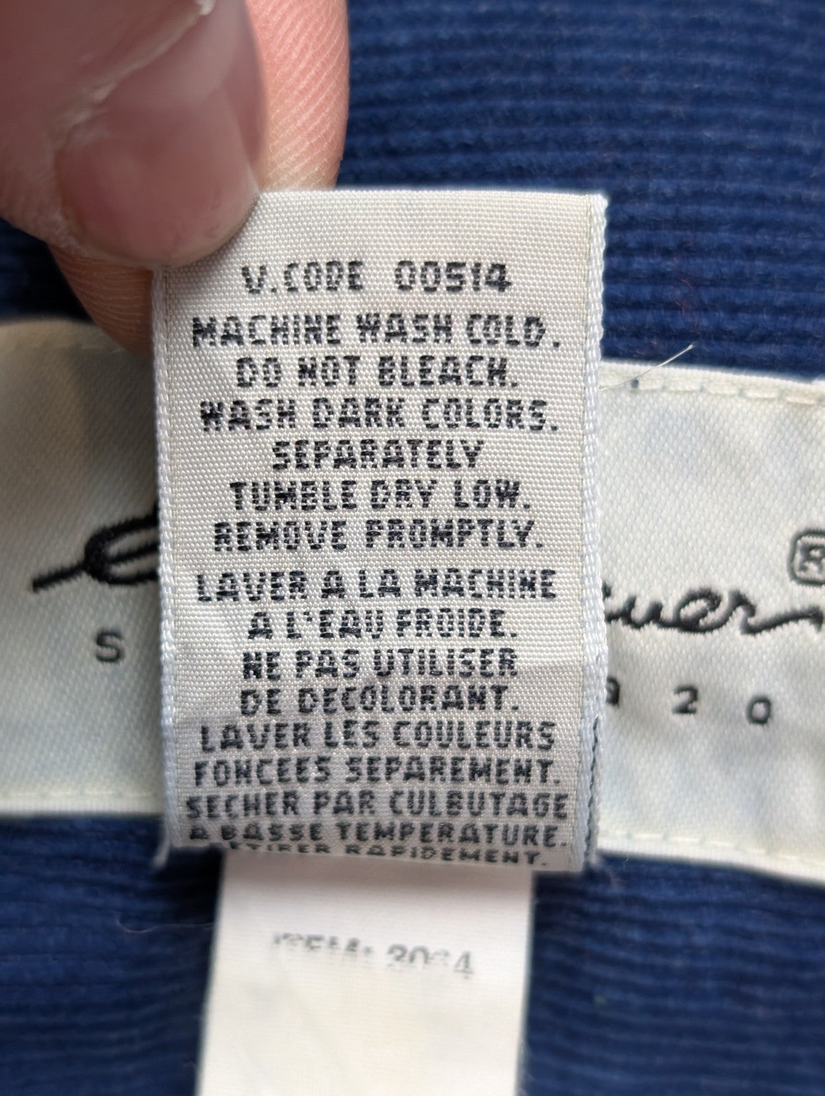 Chemise EDDIE BAUER T.L TALL Velours Côtelé Bleu Vtg Poches Boutons Cachés