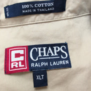 Chemise Chaps Ralph Lauren Manches Courtes Crème Coton Cuba Café Taille XLT