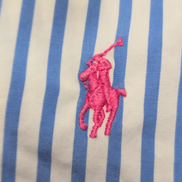Chemise Ralph Lauren L Classic Fit Bleu Rayures Logo Rose Coton