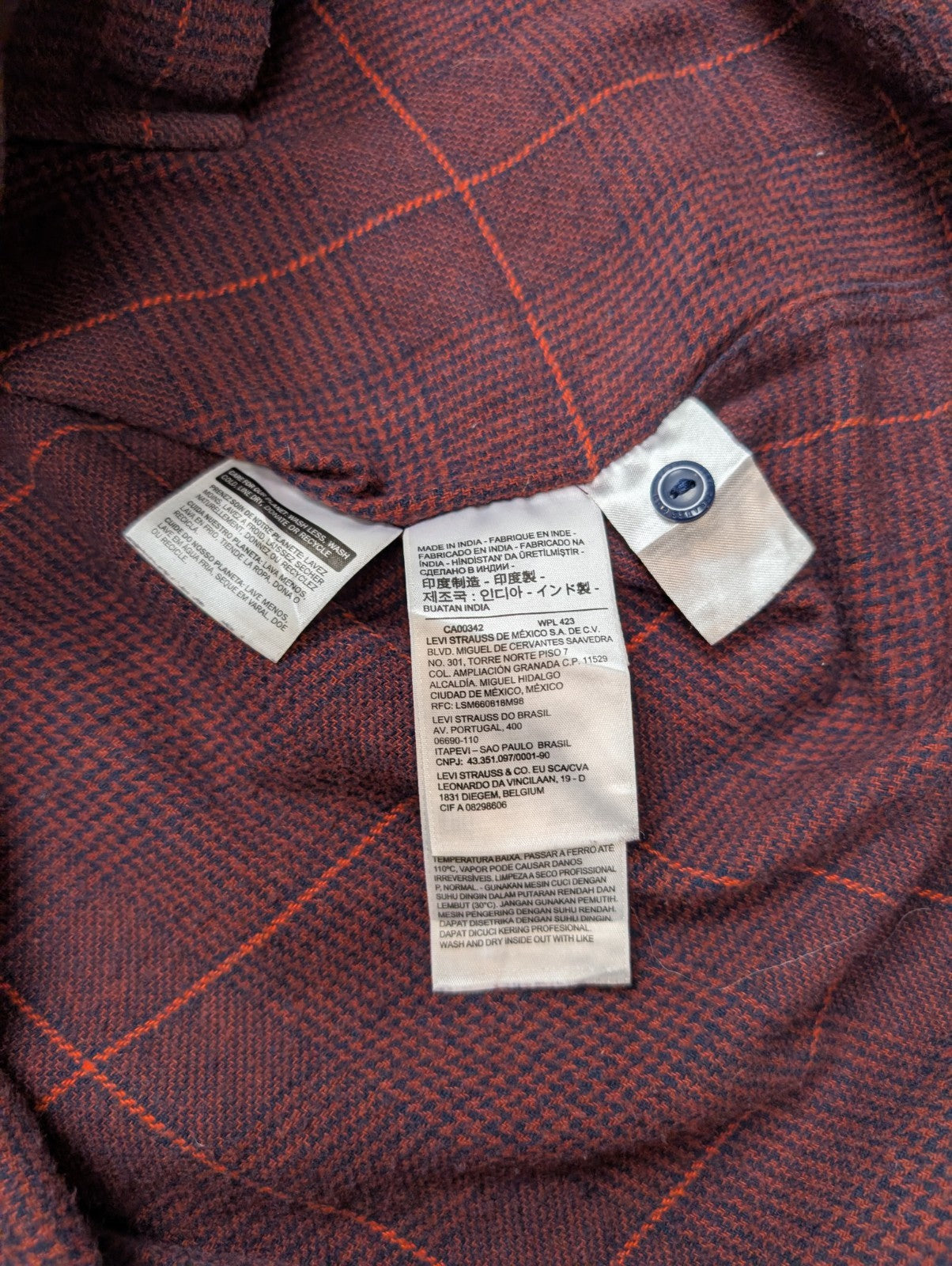 Chemise LEVI'S Relaxed Flanelle Très Épaisse Bordeaux Manches Longues 🔥 - T.L