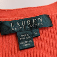 Cardigan LAUREN Ralph Lauren femme M orange corail coton col V boutonné