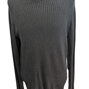 Pull Calvin Klein Noir Col V Texture Côtelée Coton & Modal - Taille L/XL