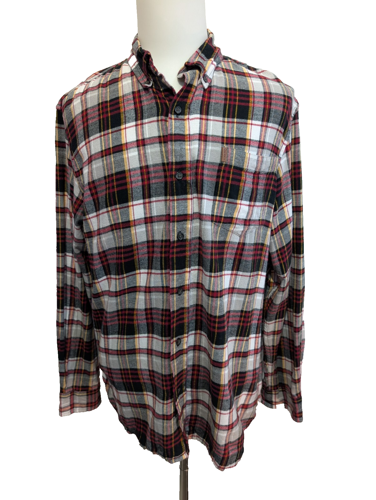 🌲 CHEMISE FLANELLE PERFORMANCE CHAPS XL (TG) CARREAUX NOIR ROUGE ORANGE