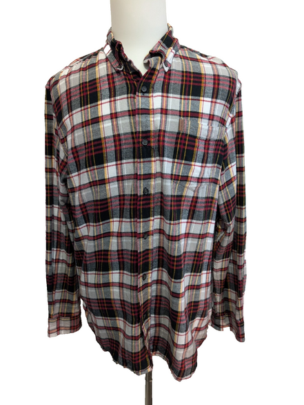 🌲 CHEMISE FLANELLE PERFORMANCE CHAPS XL (TG) CARREAUX NOIR ROUGE ORANGE