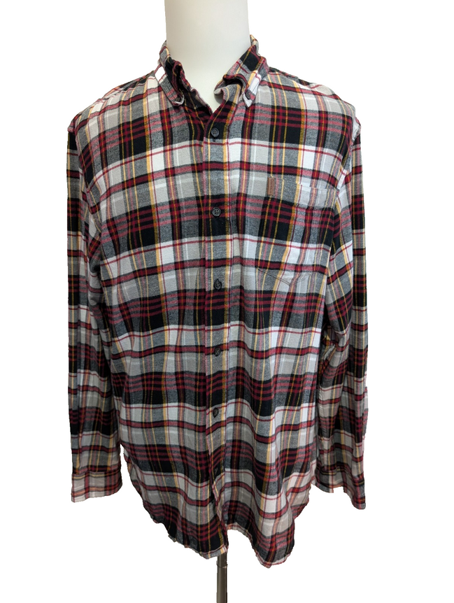 🌲 CHEMISE FLANELLE PERFORMANCE CHAPS XL (TG) CARREAUX NOIR ROUGE ORANGE