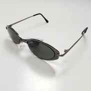 Lunettes de soleil Y2K Ovales Métal Chromé Gris Branches Fines teintées vertes