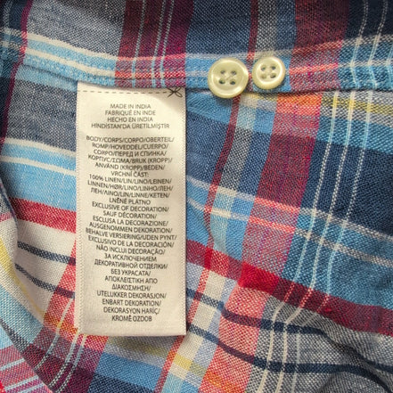 Chemise Ralph Lauren L Lin Bleu Rouge Carreaux Manches Courtes