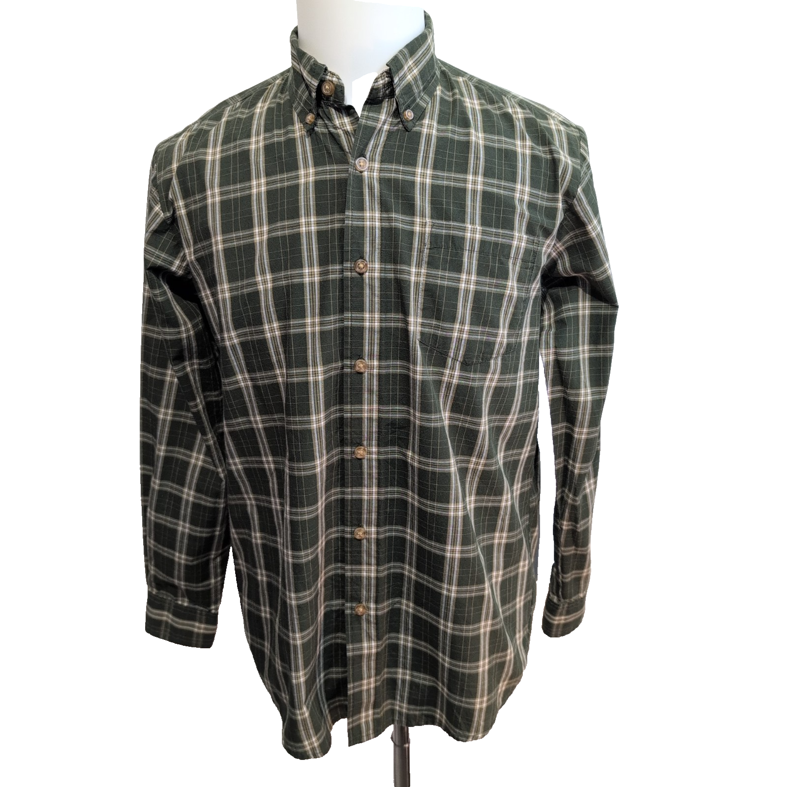 Chemise Wrangler Vert Foncé Carreaux 60% Coton Manches Longues Taille S