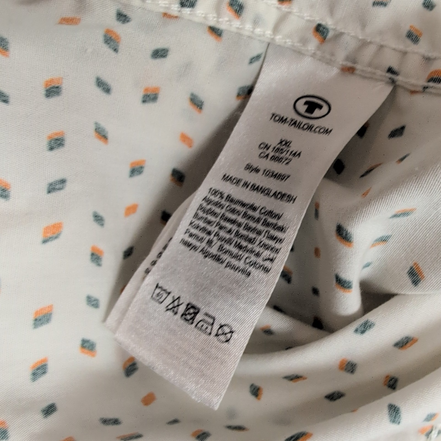 Chemise Tom Tailor XXL Blanche Motifs Géométriques Regular Fit manches longues