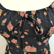 Robe d'été Femme XS Noire Fleurie Rayonne Bretelles Réglables Bohème