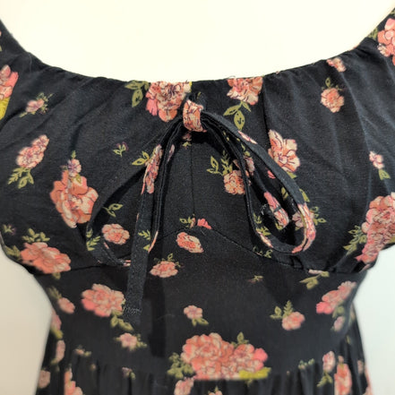Robe d'été Femme XS Noire Fleurie Rayonne Bretelles Réglables Bohème