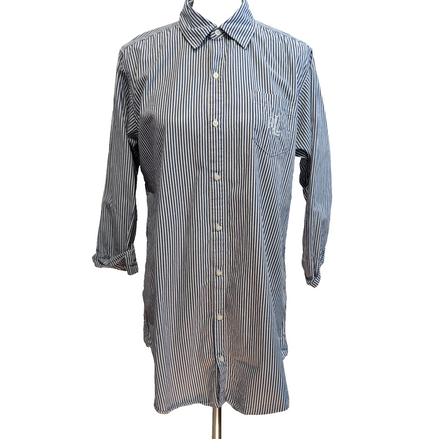 Chemise Lauren Ralph Lauren Femme M Bleu Marine Rayée Coton Logo RLL