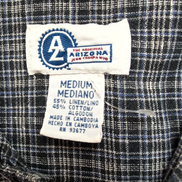 Chemise Arizona Jean Company Lin Coton Noir Carreaux Manches Courtes Taille L