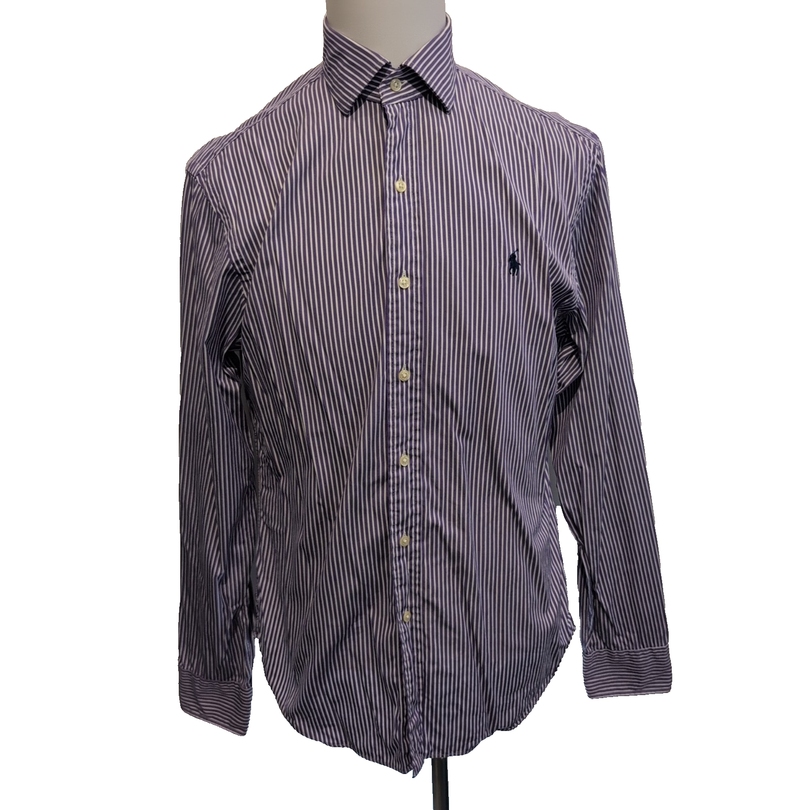 Chemise Polo Ralph Lauren Regent L Violet Rayures Slim Fit Shirt Col Classique
