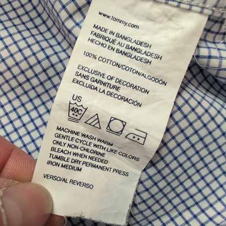 Chemise Tommy Hilfiger Homme Taille L Bleue Petits Carreaux Coton Poche