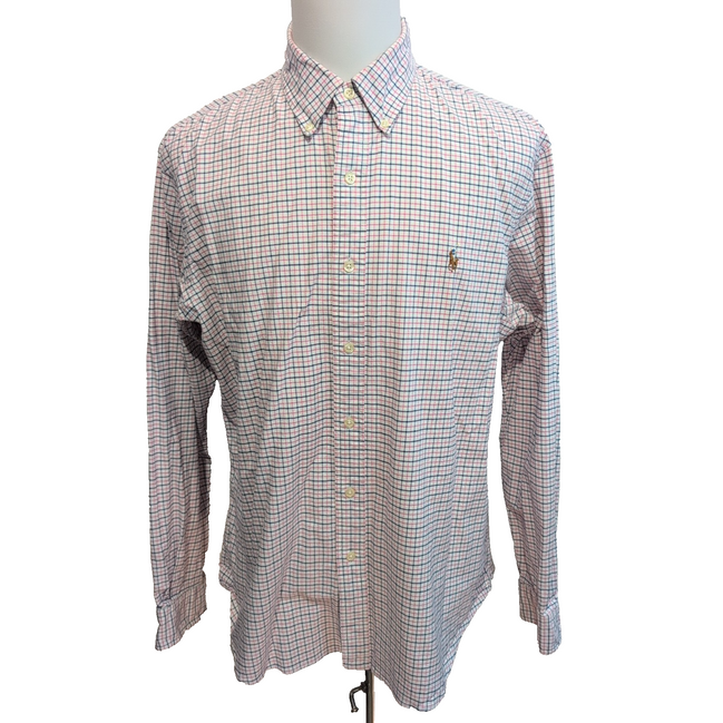 Chemise Ralph Lauren Slim Fit XL Oxford Stretch Carreaux Rose Bleu