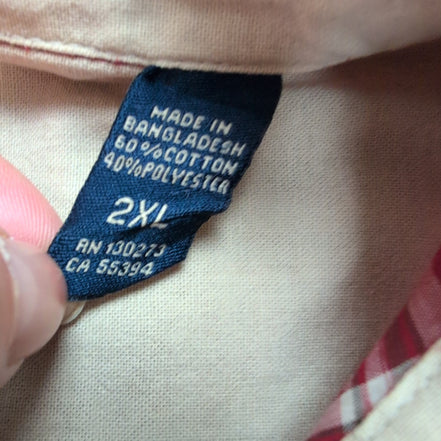 Chemise Wrangler Manches Courtes Rouge à Carreaux à Poche Taille 2XL