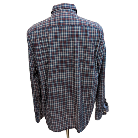 Chemise Nautica XXL Bleu Bordeaux Carreaux Logo Brodé Coton