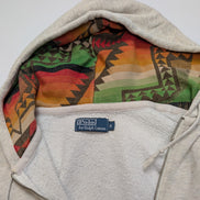 Veste Polo Ralph Lauren crème S capuche doublée motif aztèque logo noir