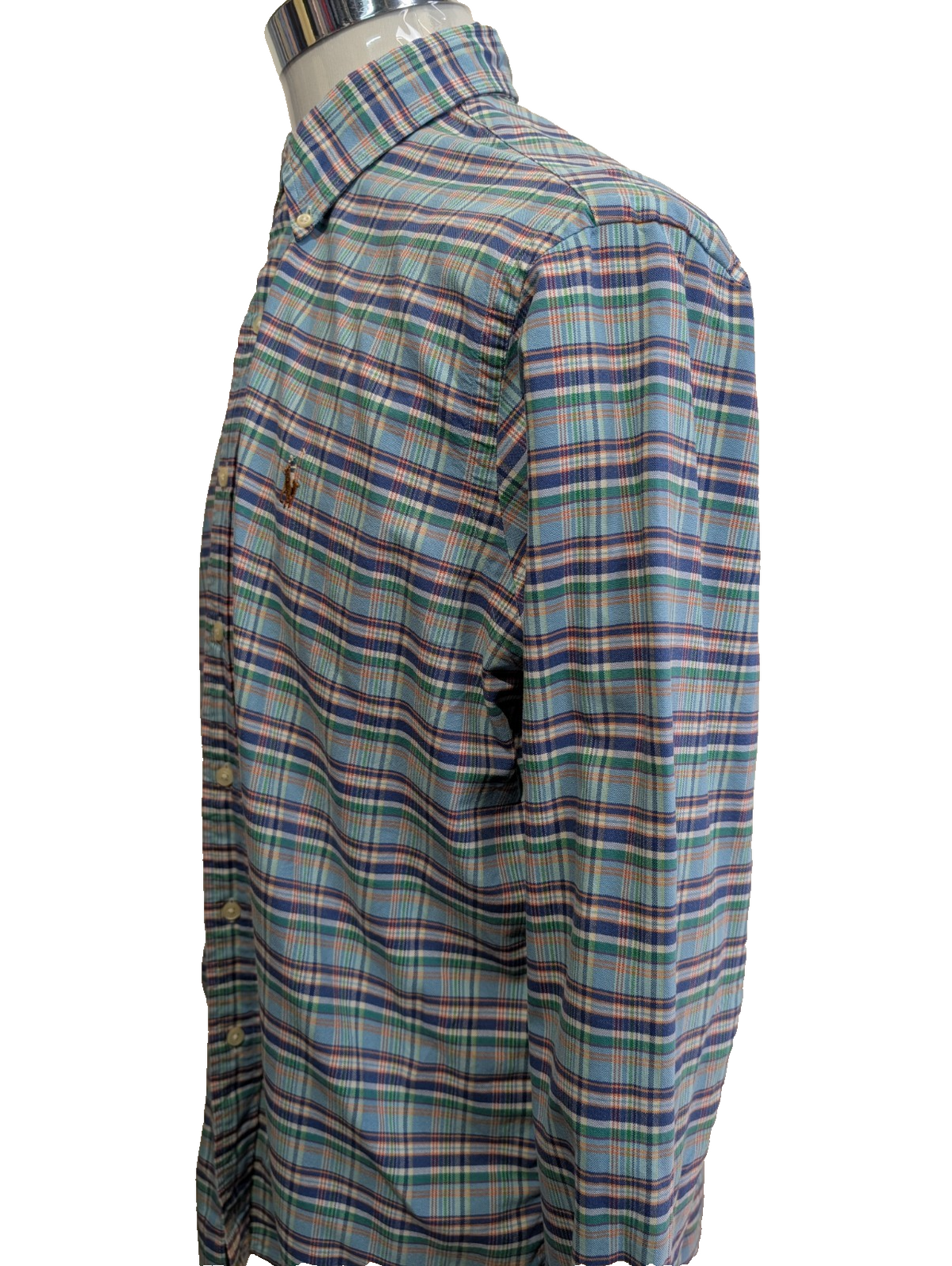 Chemise Polo Ralph Lauren Shirt L Bleu Carreaux Oxford Button Down Coton