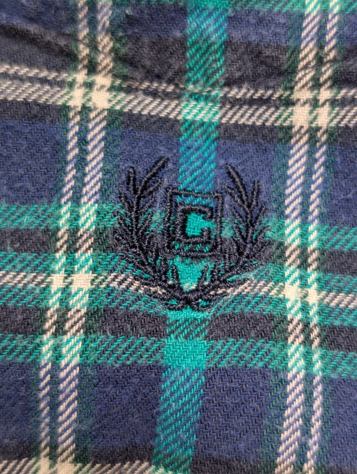 CHAPS Flanelle Vert Bleu L Logo Brodé VINTAGE 100% Coton | 309S