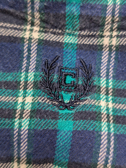 CHAPS Flanelle Vert Bleu L Logo Brodé VINTAGE 100% Coton | 309S