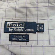 Chemise Polo Ralph Lauren Shirt XXL Carreaux Bleu Clair Blanc Col Classique